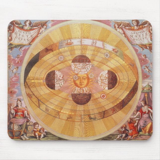 Antique Copernican Solar System, Vintage Astronomy Mouse Pad (Front)