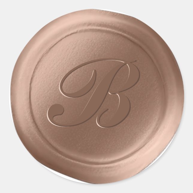 Antique Copper 1 Letter Monogram Wax Seal Stickers (Front)