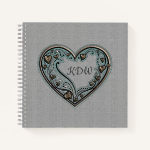 Antique Copper Heart Notebook