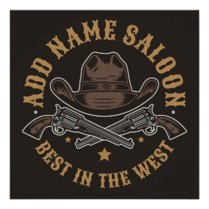 Antique Cowboy Guns ADD NAME Old Wild West Saloon  Poster