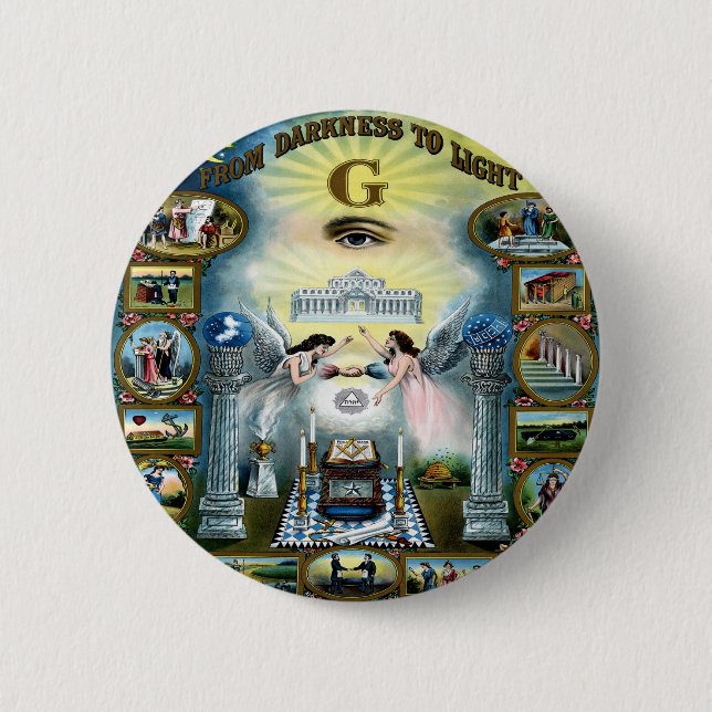 Antique Craft Freemasonry Masonic Hazen 6 Cm Round Badge (Front)