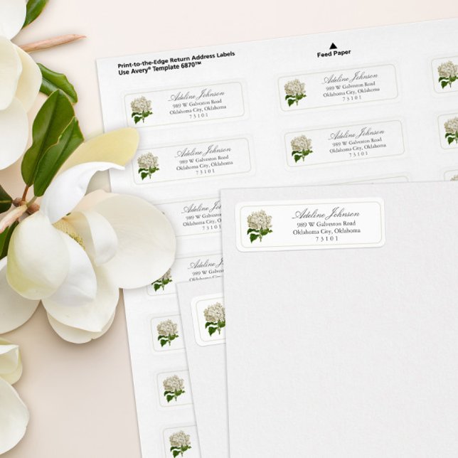 Antique Cream Hydrangea Return Address Label (cream ivory hydrangea flower elegant and simple return address label for weddings and showers)
