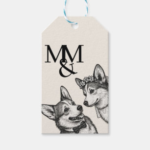 Antique Cream Vintage Whimsical Corgi Wedding Gift Tags