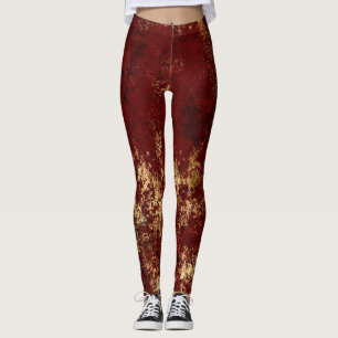 Antique Crimson Gold Grunge Leggings
