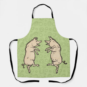 Antique Dancing Pigs: Whimsical Vintage Piggy Jig  Apron