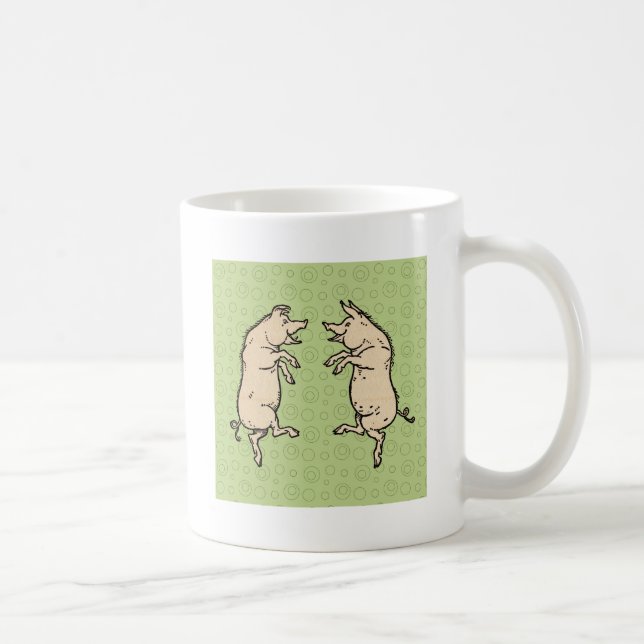 Antique Dancing Pigs: Whimsical Vintage Piggy Jig  Coffee Mug (Right)