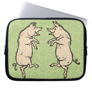 Antique Dancing Pigs: Whimsical Vintage Piggy Jig Laptop Sleeve