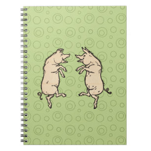 Antique Dancing Pigs: Whimsical Vintage Piggy Jig  Spiral Notebook