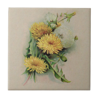 Antique Dandelion Ceramic Tile