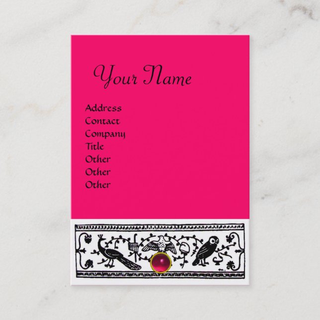 ANTIQUE DECOR, RUBY  MONOGRAM ,pink red Business Card (Front)
