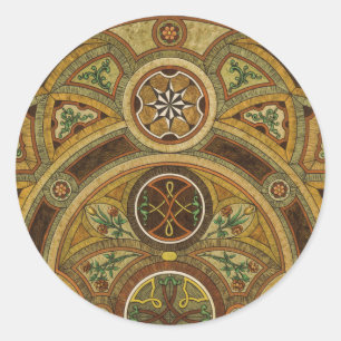Antique Decorative Wooden Print Classic Round Sticker