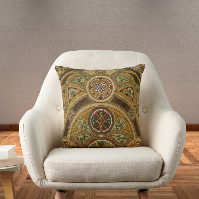 Antique Decorative Wooden Print Cushion (Creator Uploaded)