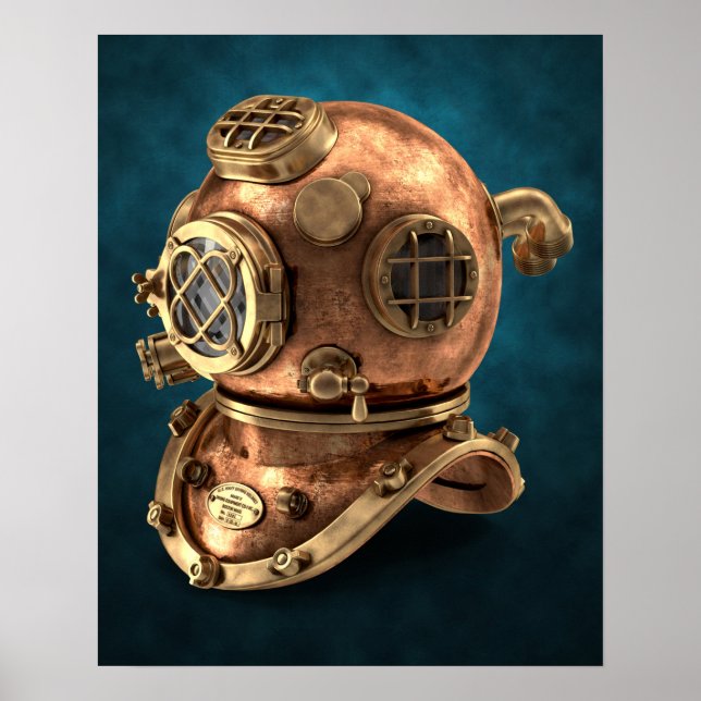 Antique Deep Sea Diving Helmet Poster (Front)