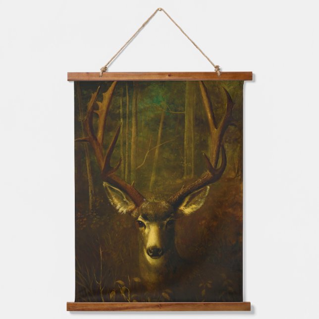 Antique Deer Stag Still Life Painting Hanging Tapestry (Front)