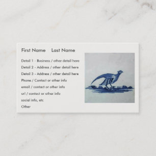 Antique Delft Blue Tile - Grouse in the Grass Business Card