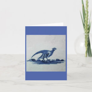 Antique Delft Blue Tile - Grouse in the Grass Thank You Card