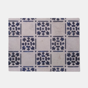 Antique Delft Blue White Pattern Dutch Tile Doormat