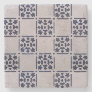 Antique Delft Blue White Pattern Dutch Tile Stone Coaster