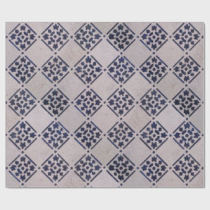 Antique Delft Blue White Pattern Dutch Tile Wrapping Paper