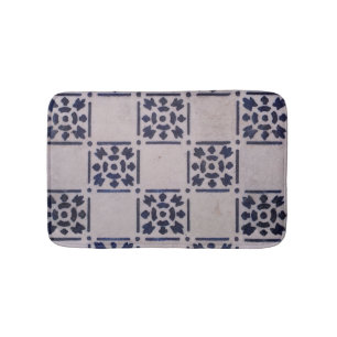 Antique Delft Tile Blue: Classic Dutch Art Pattern Bath Mat
