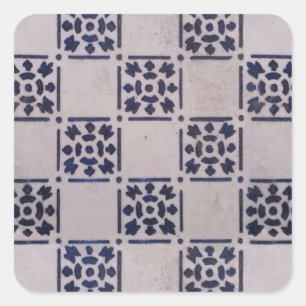 Antique Delft Tile Blue: Classic Dutch Art Pattern Square Sticker