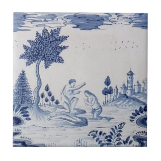 Antique Delft Tile-Pastoral Scene-Blue & White-18 Tile