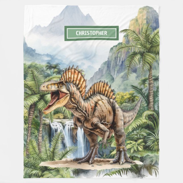 Antique Dinosaur Personalised Blanket Boys Gift (Front)