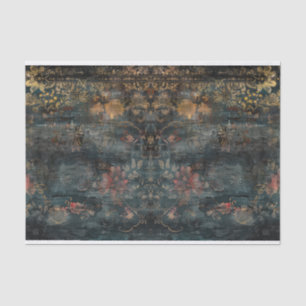 Antique Distressed Dark Botanical Decoupage Tissue Paper