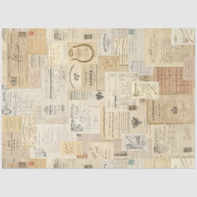 Antique Document Ephemera Tissue Paper (Front)