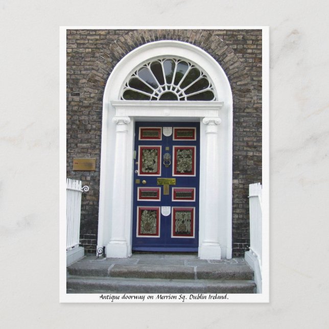 Antique Doorway, Merrion Square Dublin Postcard (Front)