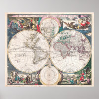 Antique Double-Hemisphere World Map