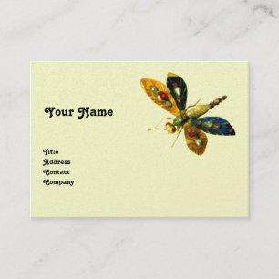 ANTIQUE DRAGONFLY JEWEL black, platinum  metallic Business Card