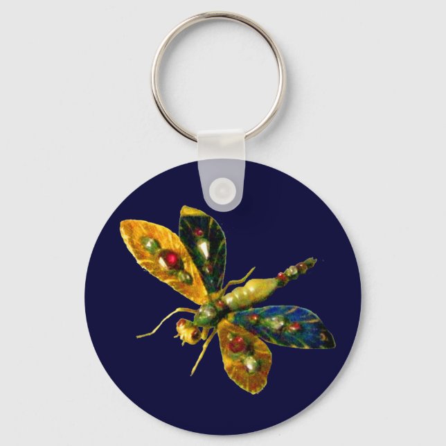 ANTIQUE DRAGONFLY JEWEL Blue Key Ring (Front)