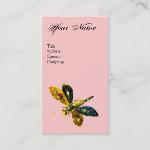 ANTIQUE DRAGONFLY JEWEL MONOGRAM ;Black Pink Business Card