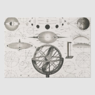 Antique Drawing of Astrological Spheres Decoupage Tissue Paper