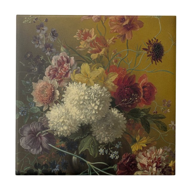 Antique Dutch Master Floral Georgius van Os 1820  Tile (Front)