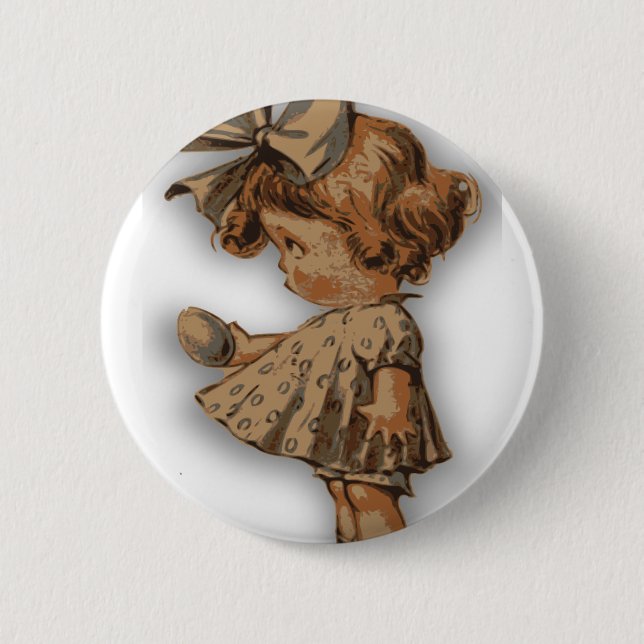antique easter egg 6 cm round badge (Front)