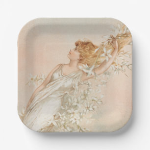 antique Easter illustration by L. Prang & Co, 1887 Paper Plate