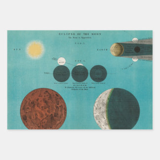 Antique Eclipse of the Moon Drawing, 1908 Wrapping Paper Sheet