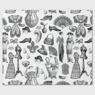 antique edwardian vintage fashion ladies white wrapping paper