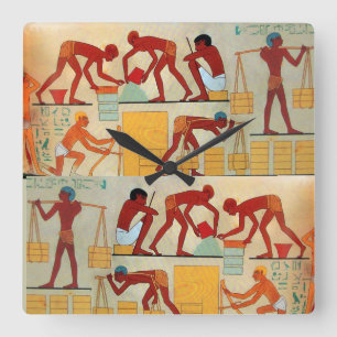 ANTIQUE EGYPT ARCHITECTURAL CONSTRUCTION SQUARE WALL CLOCK