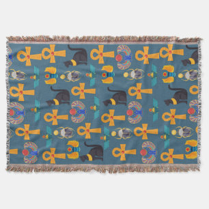 Antique Egypt Pattern, Hieroglyphics digital paper Throw Blanket