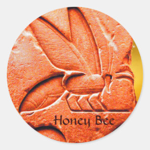 ANTIQUE EGYPTIAN HONEY BEE BEEKEEPER SUPPLIES CLASSIC ROUND STICKER