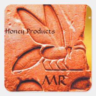 ANTIQUE EGYPTIAN HONEY BEE BEEKEEPER SUPPLIES SQUARE STICKER