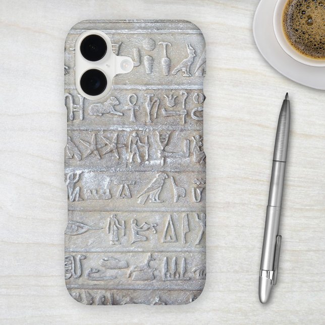 Antique Egyptian Script Phone Case (Phone case featuring an antique Egyptian hieroglyphics script design in grey and chalk colors)