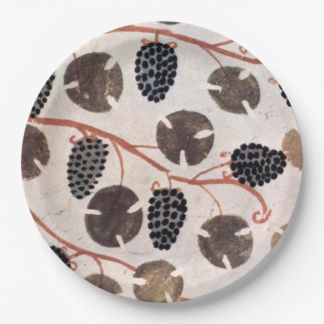 ANTIQUE EGYPTIAN VINEYARD GRAPES AND GRAPE VINES  PAPER PLATE (Front)