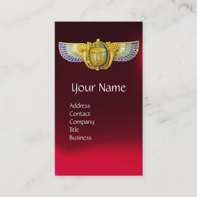 ANTIQUE EGYPTIAN WINGED SCARAB /CORNUCOPIA JEWEL BUSINESS CARD (Front)