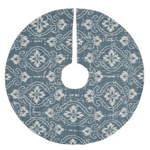 Antique Elegance: Seamless Floral Curves Brushed Polyester Tree Skirt