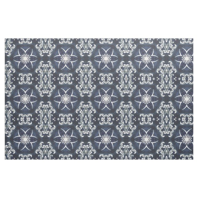 Antique Elegant Dutch Delfts Blue Floral Pattern Fabric (Fat Quarter)