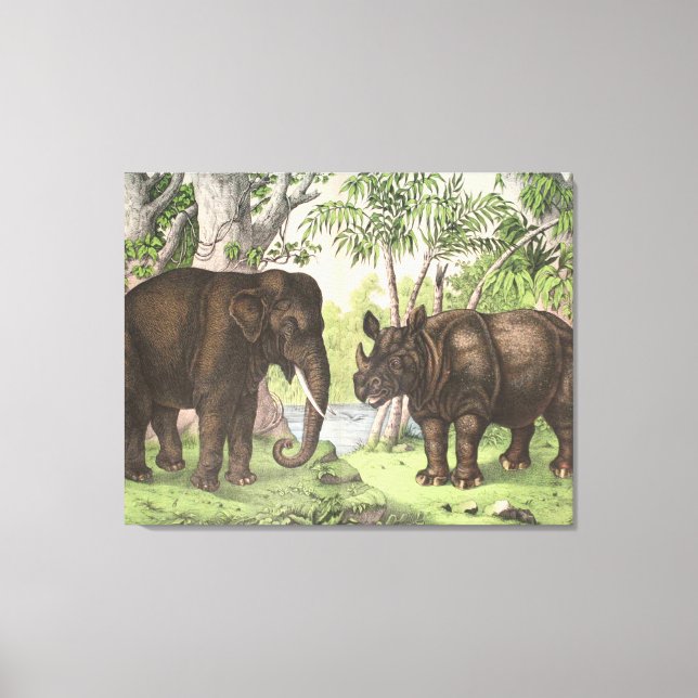 Antique Elephant Rhino in Jungle Print (Front)